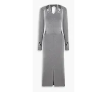 Cutout merino wool-blend midi dress and shrug set - Gray