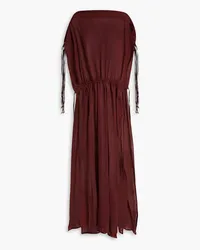 Caravana Sakuk gathered cotton-gauze maxi dress - Burgundy Burgundy