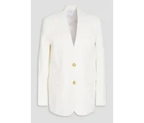 Cotton and linen-blend piqué blazer - White