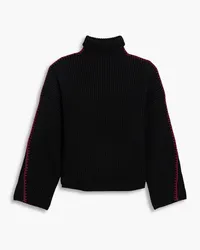 Rag & Bone Ingrid whipstitched ribbed wool turtleneck sweater - Burgundy Burgundy