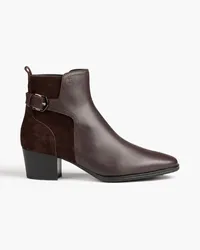 TOD'S Buckled suede and leather ankle boots - Brown Brown