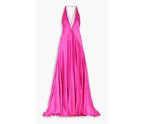 Paloma silk-satin halterneck gown - Pink