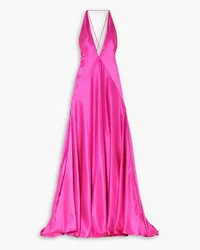 Michael Lo Sordo Paloma silk-satin halterneck gown - Pink Pink