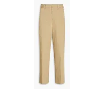 Striped cotton-blend jacquard straight-leg pants - Yellow