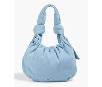 Knotted denim shoulder bag - Blue