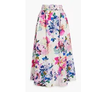 Daphne belted floral-print linen-blend maxi skirt - Pink