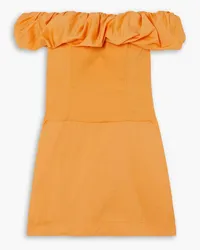 BONDI BORN Madeira off-the-shoulder ruffled cotton-blend poplin mini dress - Yellow Yellow