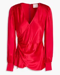 Cinq à Sept Dorothea wrap-effect silk-satin blouse - Red Red