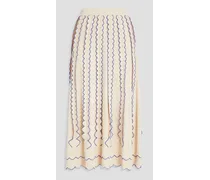 Scalloped stretch-knit midi skirt - White