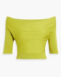 mason by michelle mason Off-the-shoulder cropped cotton-blend top - Green Green