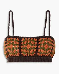 Alanui Postive Vibes crochet-knit cotton bra top - Orange Orange