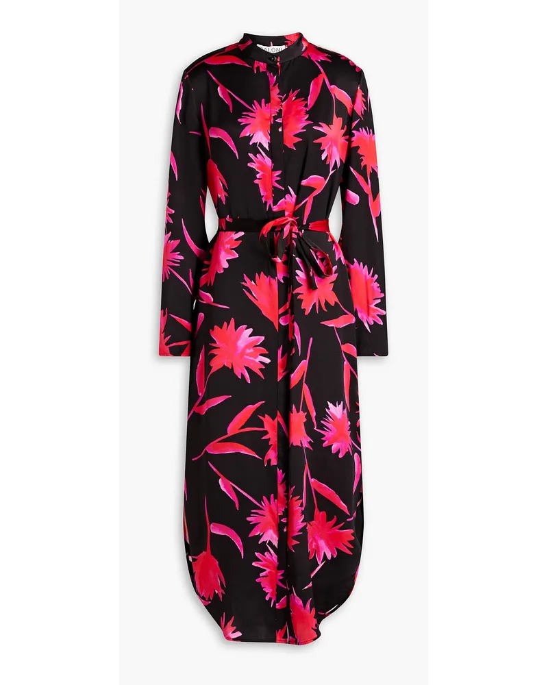 Saloni Molly floral-print silk-satin midi dress - Pink Pink