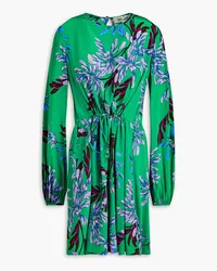 Diane von Furstenberg Sydney floral-print crepe mini dress - Green Green