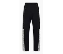 Crochet-knit paneled space-dyed jersey trousers - Black