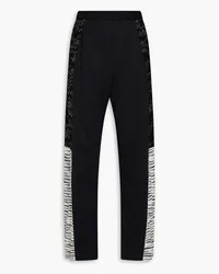 Missoni Crochet-knit paneled space-dyed jersey trousers - Black Black