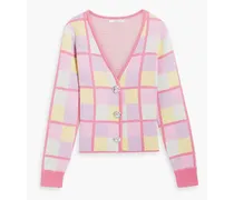 Checked knitted cardigan - Pink
