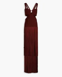 Hervé Léger Cutout fringed bandage gown - Brown Brown