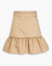 Sandro Ruffled cotton-blend twill mini skirt - Neutral Neutral