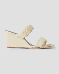 STAUD Frankie ruched leather sandals - White White