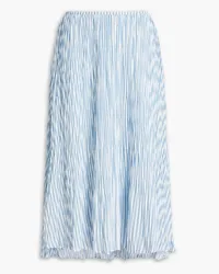 Vince Asymmetric striped crinkled-voile midi skirt - Blue Blue