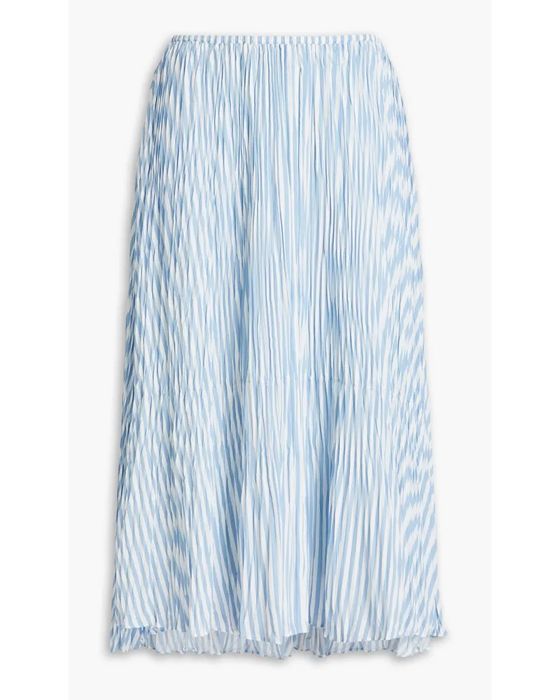 Vince Asymmetric striped crinkled-voile midi skirt - Blue Blue