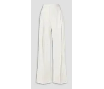 Pleated grain de poudre wide-leg pants - White
