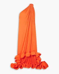 Lanvin One-shoulder ruffled charmeuse gown - Orange Orange