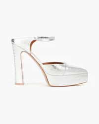 Malone Souliers Uma 125 metallic croc-effect platform mules - Metallic Metallic