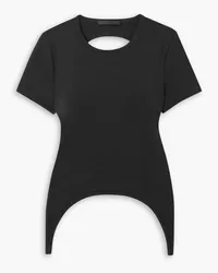 Helmut Lang Cutout stretch cotton and modal-blend T-shirt - Black Black