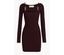 Eydis layered chain-embellished ribbed-knit mini dress - Burgundy