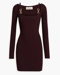 NICHOLAS Eydis layered chain-embellished ribbed-knit mini dress - Burgundy Burgundy