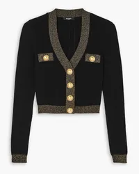 Balmain Metallic ribbed wool-blend cardigan - Black Black