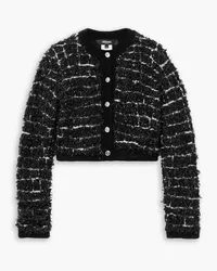 Versace Button-embellished metallic bouclé-knit cardigan - Black Black