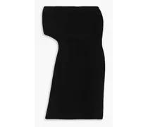 Strapless asymmetric cutout knitted top - Black