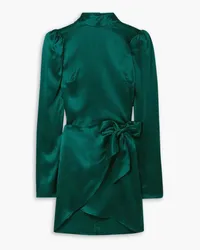 Reformation Josefine silk-satin mini wrap dress - Green Green