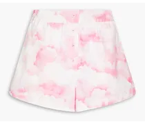 Ponisan embroidered tie-dyed cotton-poplin shorts - Pink