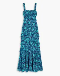 Saloni Chandra floral-print silk maxi dress - Blue Blue