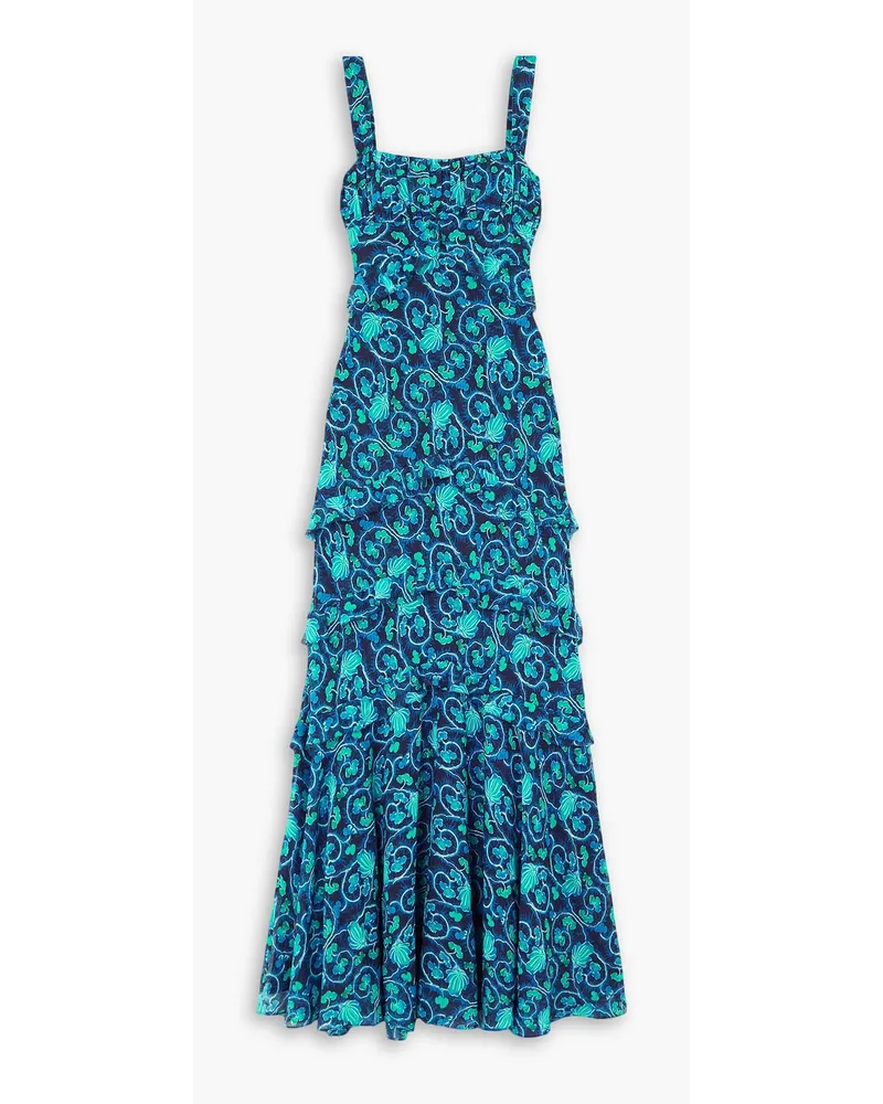 Saloni Chandra floral-print silk maxi dress - Blue Blue