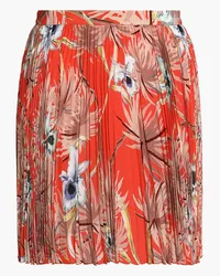 Valentino Garavani Pleated floral-print silk crepe de chine mini skirt - Orange Orange