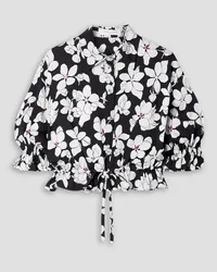 Carolina Herrera New York Cropped floral-print twill top - Black Black