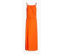 Embellished wrap-effect woven maxi dress - Orange