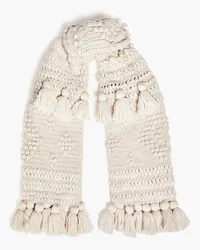 Zimmermann Tasseled crochet-knit wool scarf - White - OneSize White