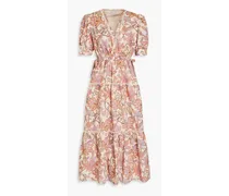 Tiered paisley-print cotton midi dress - Multicolor