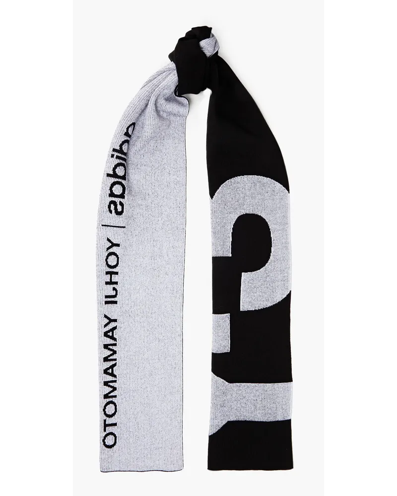 Y-3 Ribbed wool-blend jacquard scarf - Black Black