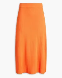 Solid and Striped Knitted midi skirt - Orange Orange