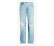 Le Slouch distressed high-rise straight-leg jeans - Blue