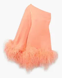 Taller Marmo Piccolo Ubud one-shoulder feather-trimmed crepe mini dress - Orange Orange