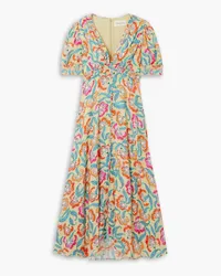 Saloni Lea floral-print ECOVERO™-blend crepe maxi dress - Green Green