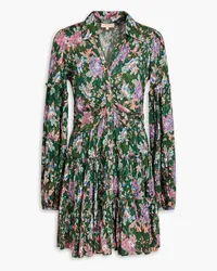 byTiMo Tiered floral-print jacquard mini dress - Green Green