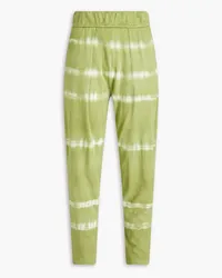 Raquel Allegra Cropped pleated tie-dyed cotton-jersey tapered pants - Green Green